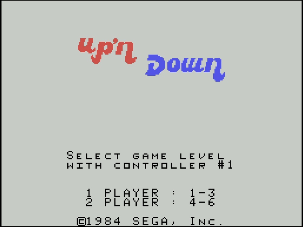Title Screen of Up 'n Down for Colecovision